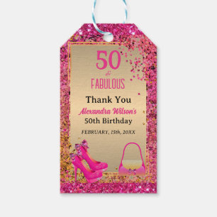 50& Fabulous High Heels Gold Pink Glam Thank You Gift Tags