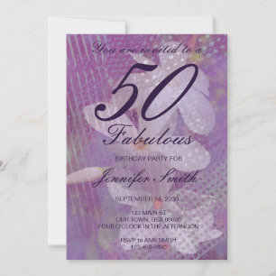 50 & Fabulous Lavender Birthday Invitation