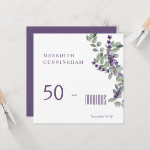 50 & Fabulous Lavender Surprise Birthday Party Invitation