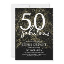 50 & Fabulous Modern Gold and Black Birthday