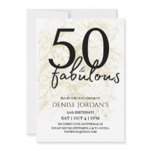 50 & Fabulous Modern Gold and Black Birthday