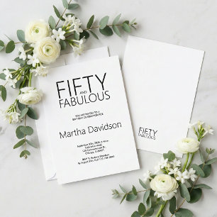 50 & Fabulous Modern Minimalist Celebration Invitation