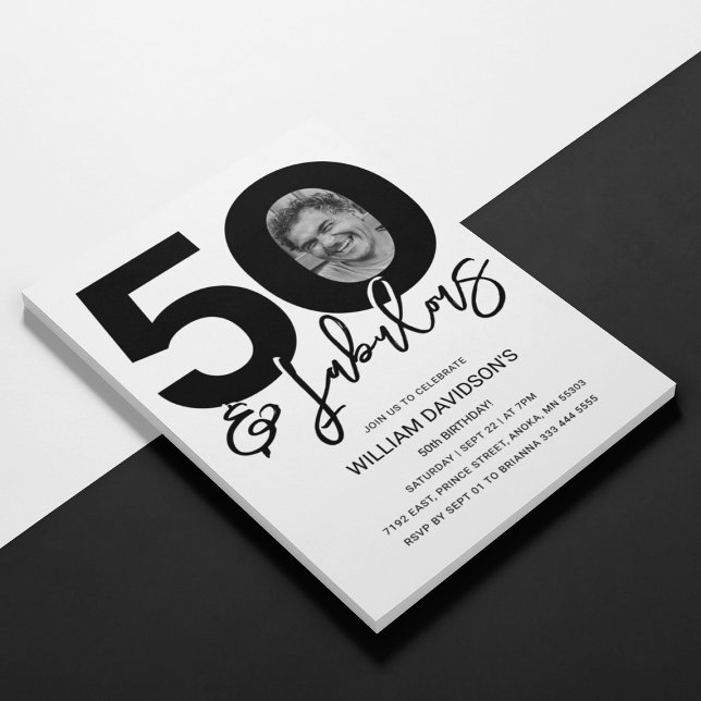 50 & Fabulous Photo 50th Birthday Invitation (Créateur téléchargé)
