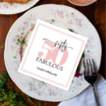 "50 & Fabulous" Pink and Black Birthday Napkin<br><div class="desc">Modern typography design featuring the "fifty and fabulous" quote in a beautiful pink tone and black script font. Add these napkins to your party for a custom touch.</div>