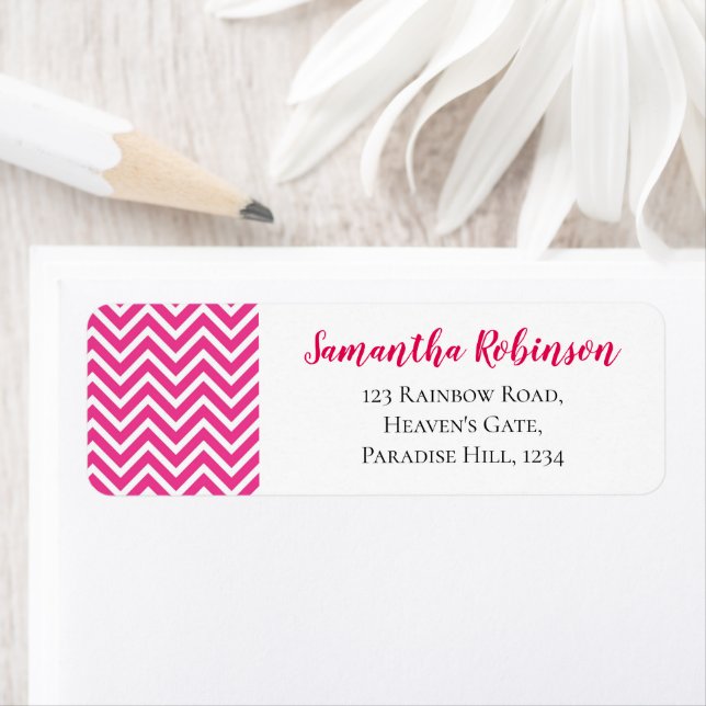 50 & Fabulous Pink Chevron Adresse de retour (En situation)