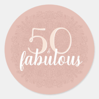 50 & Fabulous Pink Floral Mandala 50th Birthday Classic Round Sticker