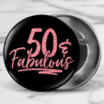 50 & Fabulous Pink Glitter 50th Birthday Sparkle 1 Inch Round Button<br><div class="desc">50 & Fabulous Pink Glitter 50th Birthday Sparkle Buttons features the modern text design "50 & Fabulous" in pink glitter calligraphy script. Perfect for a 50th birthday party or celebration.</div>