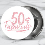 50 & Fabulous Pink Glitter 50th Birthday Sparkle 1 Inch Round Button<br><div class="desc">50 & Fabulous Pink Glitter 50th Birthday Sparkle Buttons features the modern text design "50 & Fabulous" in pink glitter calligraphy script. Perfect for a 50th birthday party or celebration.</div>
