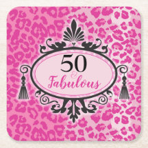 50 & Fabulous Pink Leopard 50th Birthday Napkins