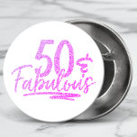50 & Fabulous Purple Glitter 50th Birthday Sparkle 1 Inch Round Button<br><div class="desc">50 & Fabulous Purple Glitter 50th Birthday Sparkle Buttons features the modern text design "50 & Fabulous" in purple glitter calligraphy script. Perfect for a 50th birthday party or celebration.</div>