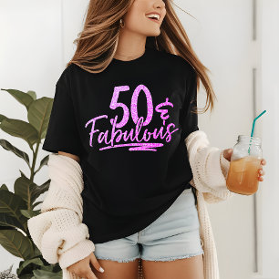 50 & Fabulous Purple Glitter 50th Birthday Sparkle Tri-Blend Shirt