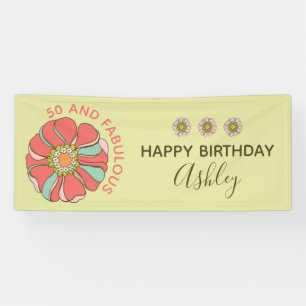 50 & Fabulous Retro Floral Banner