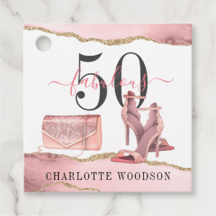 50 Fabulous Rose Gold Glitter Agate Shoes Gift Fav Favour Tags