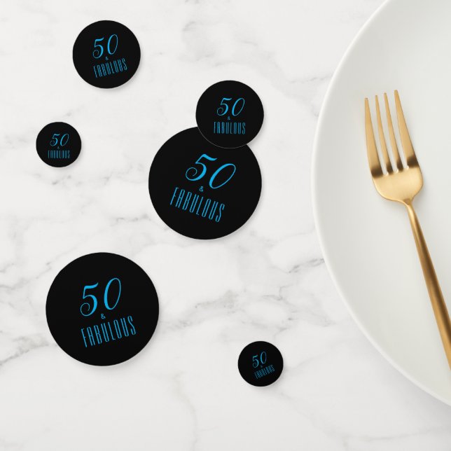 50 & Fabulous Sky Blue Black  Confetti (Group)