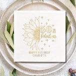 50 & Fabulous Sunflower 50th Birthday Personalized Foil Napkins<br><div class="desc">50 & Fabulous Sunflower 50th Birthday Personalized Name Real Foil Stamped Paper Napkins features the text "50 & Fabulous" with "Happy Birthday" and your personalized name below in modern calligraphy script typography and accented with a gorgeous sunflower and stars. Perfect for fiftieth birthday parties. Created by Evco Studio www.zazzle.com/store/evcostudio</div>