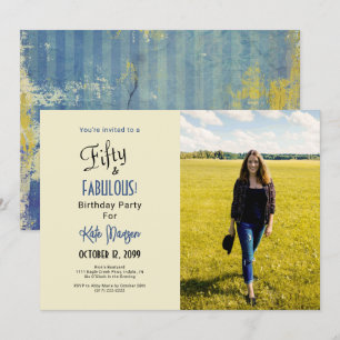 50 & FABULOUS Urban Ecru 50th Birthday Party Photo Invitation