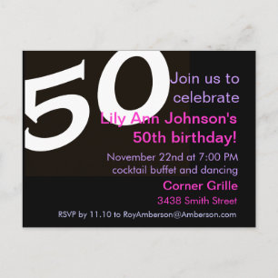 50 Fiftieth Birthday Party Post Card Invitation