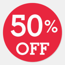 50% Fifty Percent OFF discount sale white and red
