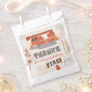 50 Fire Truck Treat Bags   Fire Birthday Favour
