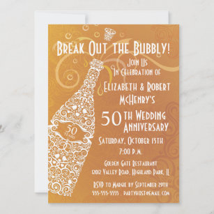 50 Golden Years Champagne Celebration Invitation