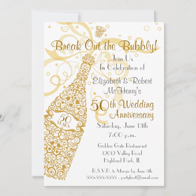 50 Golden Years Champagne Celebration Invitation (Front)