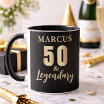 50 & Legendary Gold 50th Birthday  Mug<br><div class="desc">50 & Legendary Gold 50th Birthday Mug. Celebrate 50th birthday with this elegant, customizable mug. Featuring bold, metallic gold-tone text '50 & Legendary', this design is ready for you to personalize with the name. It's the perfect gift to honor a father, grandfather, or cherished friend reaching this incredible milestone. This...</div>