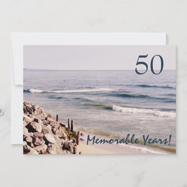 50 Memorable Years/Birthday Party-Ocean Invitation (Front)