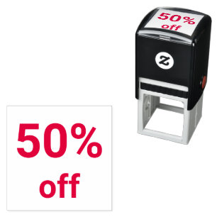 50% Off Bright Red Sale Ticket  Self-inking Stamp