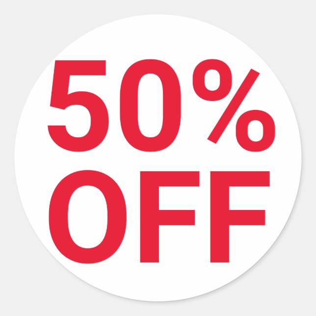 50% Off Bright Red Sale Ticket Self-inking Stamp Classic Round Sticker (Front)