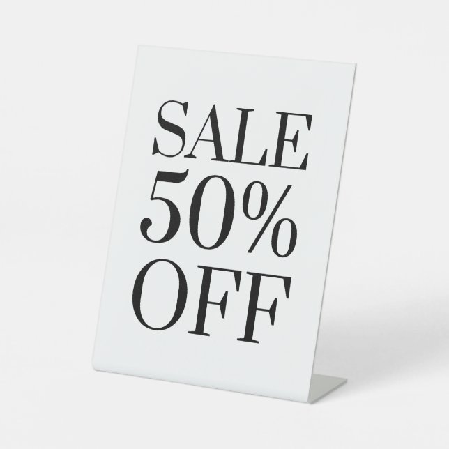 50% Off Sale Sign, Tabletop Counter Signage, Store Pedestal Sign (Front)