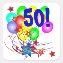 50! Or Any Age Birthday Balloons Stickers