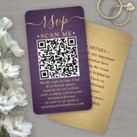 50 Pack QR RSVP Purple and Gold Wedding Enclosure