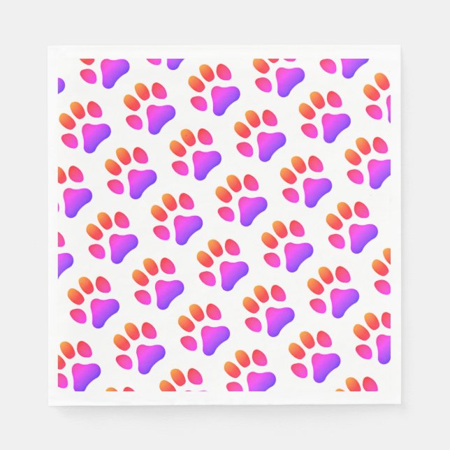 50 Paper Napkins - Groovy Paw Prints (Front)