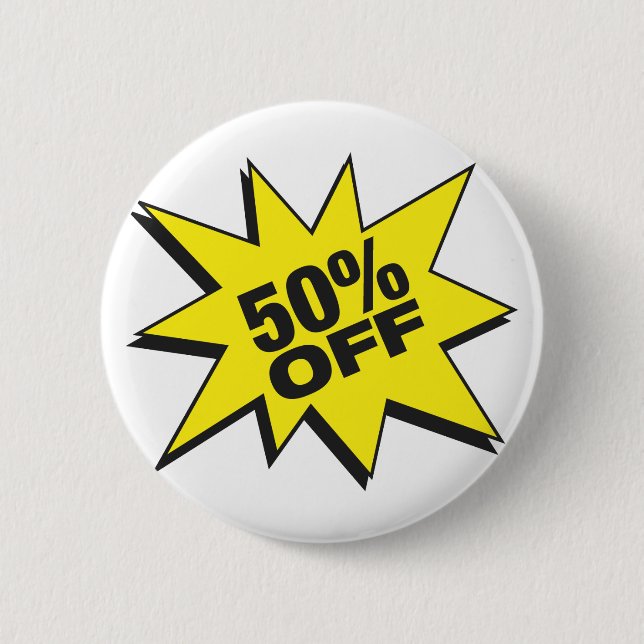 50 Percent Off Button (Front)