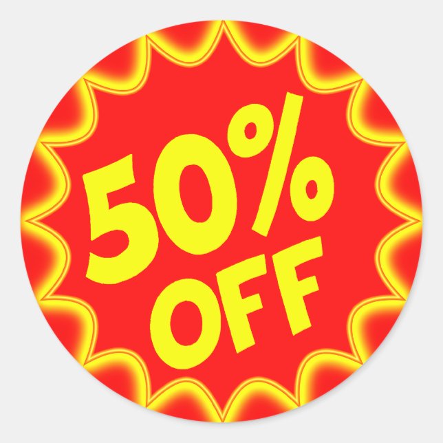 50 PERCENT OFF RETAIL LABEL (Front)