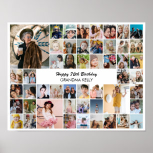 50 Photo Collage Personalized Birthday Gift Poster