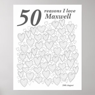 50 Reasons I Love You - 50th Birthday Gift Poster