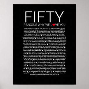50 reasons why we love you wedding vow love you poster