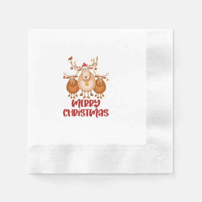 50 Reindeer Napkins, Fun Graphic Napkin (Front)