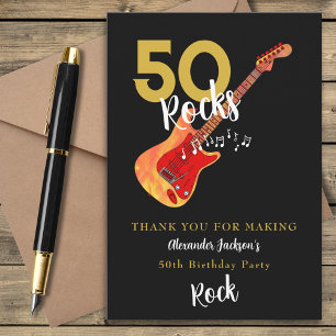 50 Rocks 50th Birthday Party Thank You Card