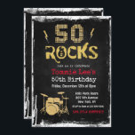 50 Rocks Rockstar Guitar 50th Birthday Invitation<br><div class="desc">50 Rocks Rockstar Electric Guitar Metal Metallic Silver Glitter Surprise 50th Birthday Invitation</div>