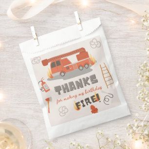 50 Sacs de traitement de camion-feu Feu Annivers