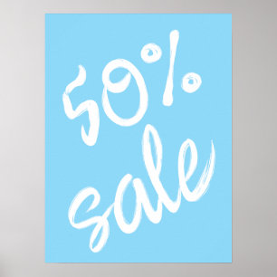 50% Sale Sign, 18x24 Blue Sale Poster