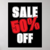 50% Sale Sign, Retail Store Signage, Business Sale