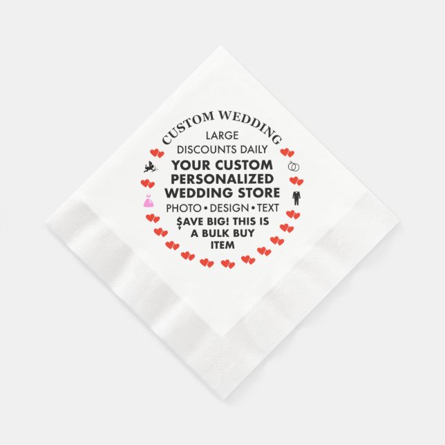 50 Serviettes en papier personnalisées de mariage  (Coin)