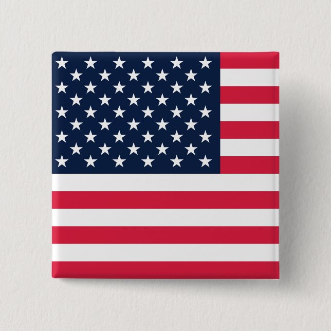50 Star Flag United States of America 2 Inch Square Button (Front)