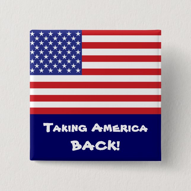 50-Star U.S. Flag 2 Inch Square Button (Front)