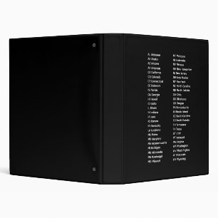50 States Abbreviations – Black 2-Column Binder
