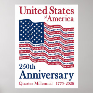 50 States American Flag 250th Anniversary –  Poster