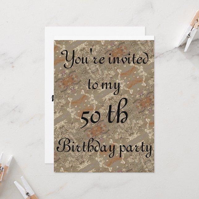 50 th Birthday abstract golden pattern Invitation (Creator Uploaded)